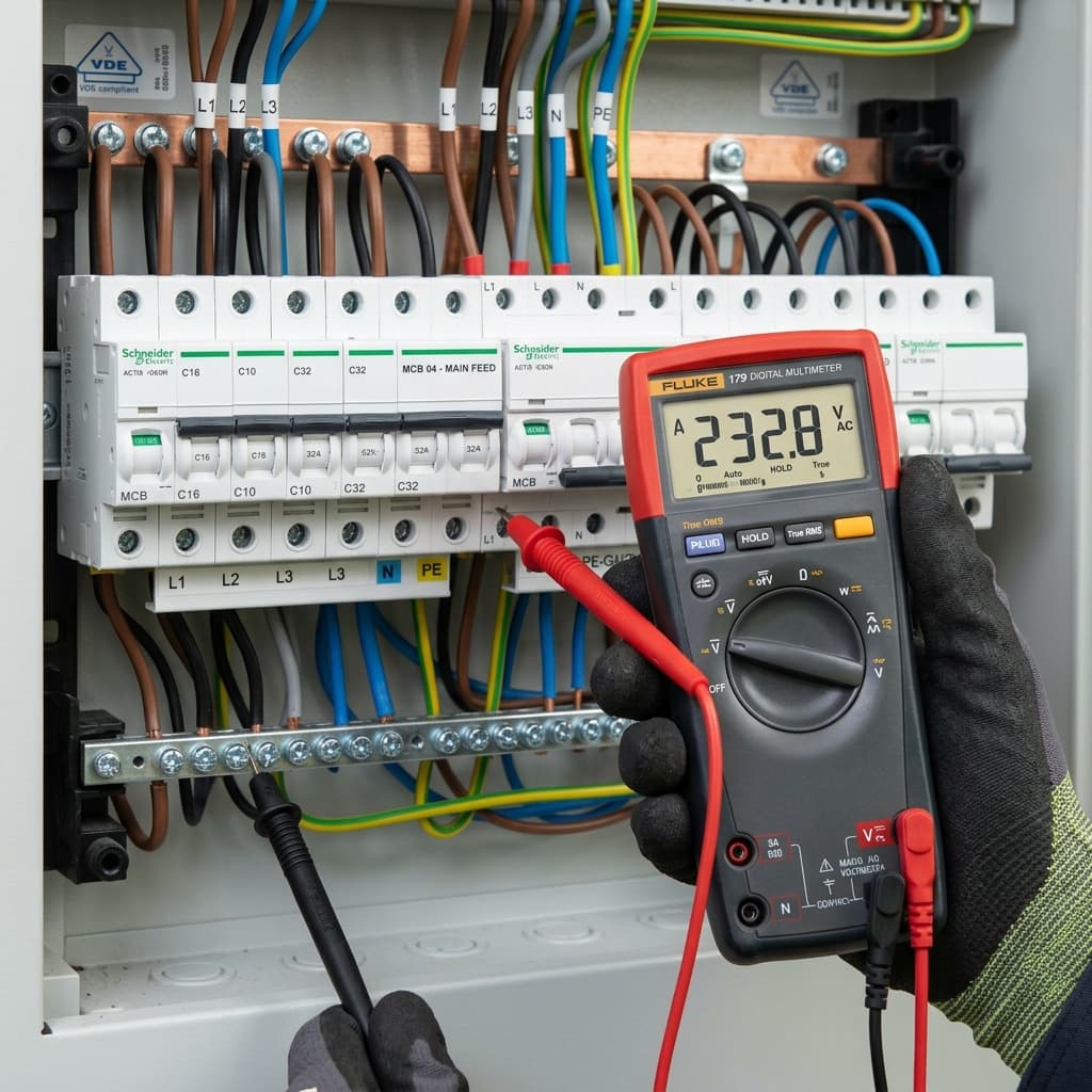 VDE testing inside distribution cabinet