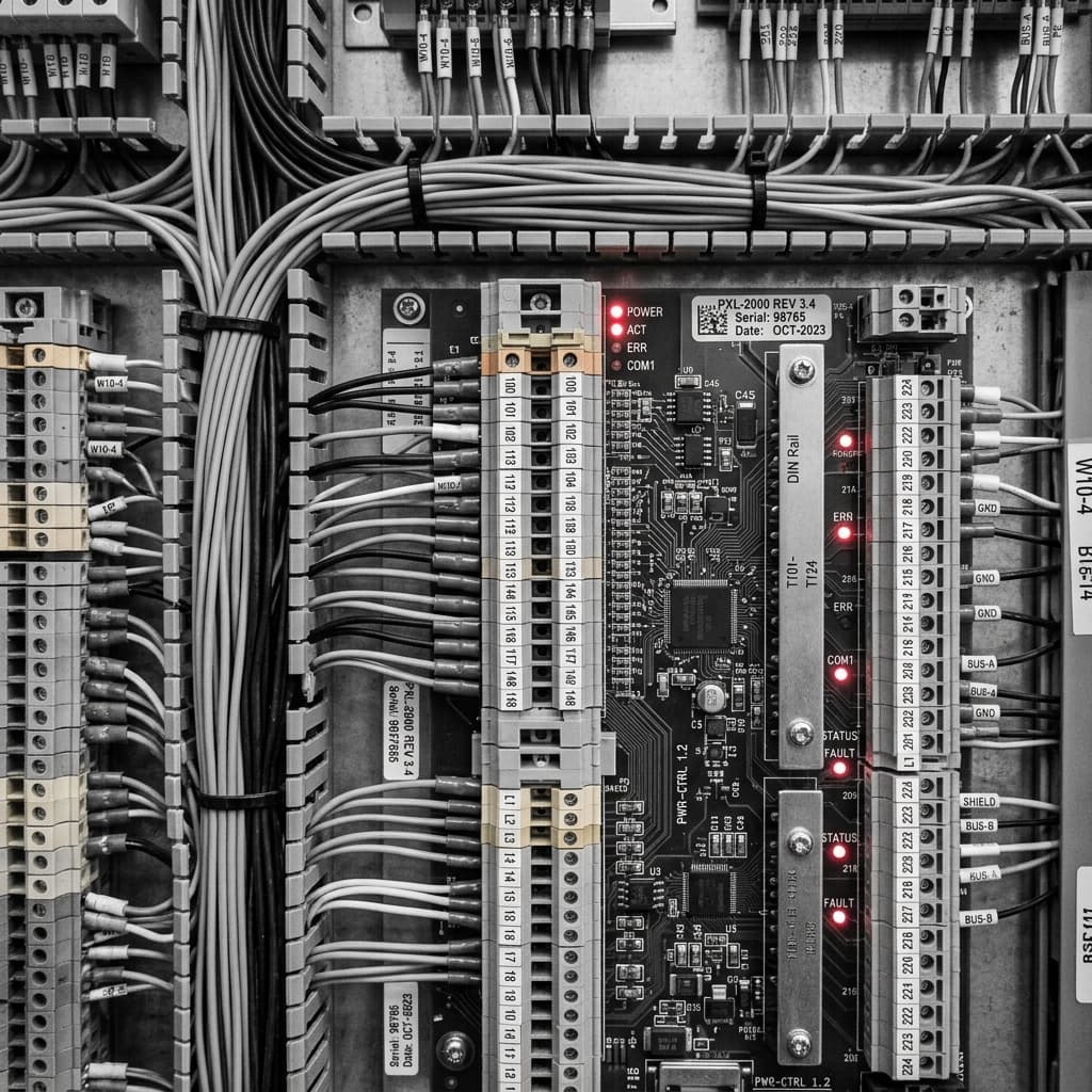 Industrial wiring schematic closeup